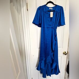 Chic Royal Blue Maxi Dress with Flounce Hem
